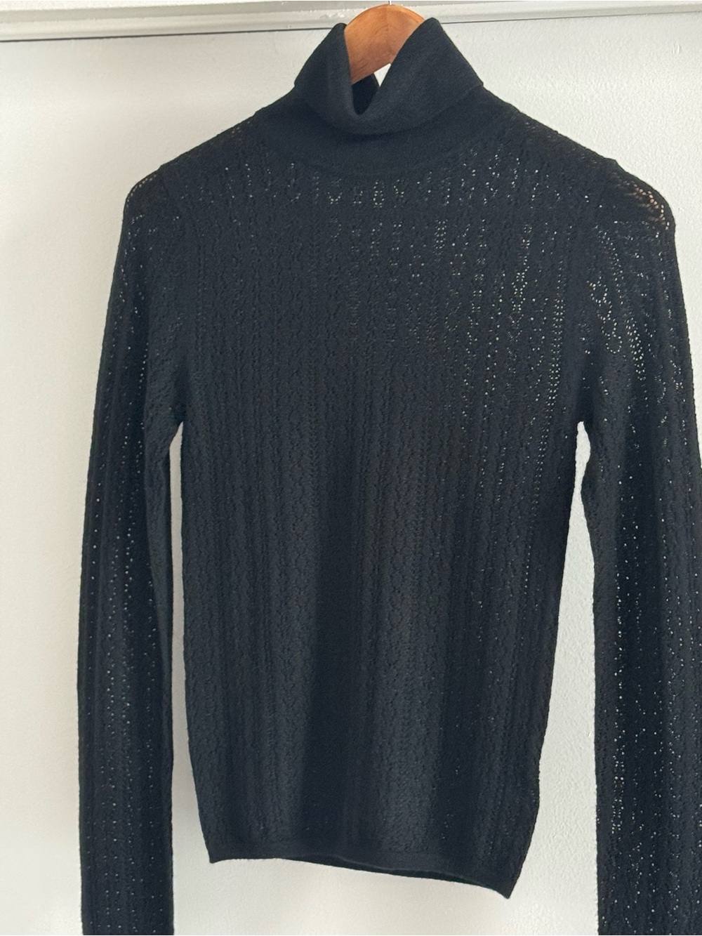 GAP Black Women's Turtleneck Open-Knit Sweater